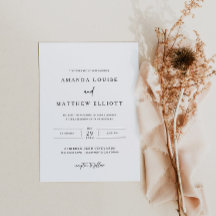 Convite para Casamento Negro e Branco Moderno