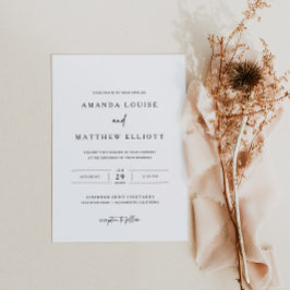 Convite para Casamento Negro e Branco Moderno