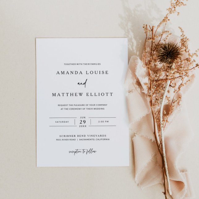 Convite para Casamento Negro e Branco Moderno (Criador carregado)