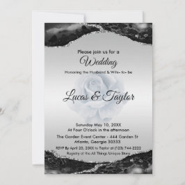 Convite para Casamento Negro e Prateado