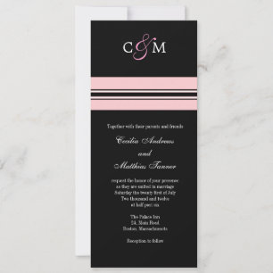 Convite para Casamento Negro e Rosa Monograma