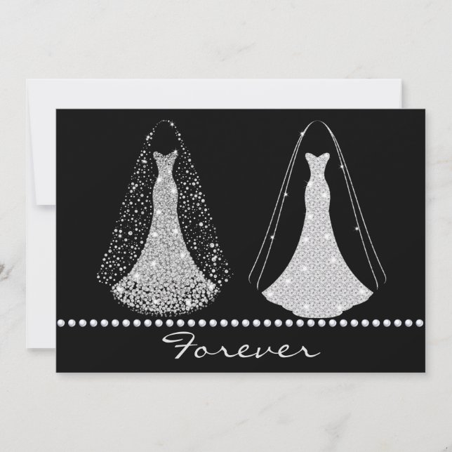 Convite para Casamento Negro e Silver Elegante (Frente)