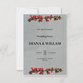 Convite para casamento negro elegante com flores v