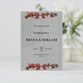 Convite para casamento negro elegante com flores v
