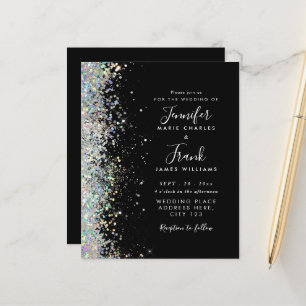 Convite para Casamento Negro Moderno com Brilhante