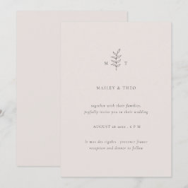 Convite para Casamento Negro Rosa Mole Minimalista