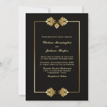 Convite para Casamento Negro Simples Moderno com D
