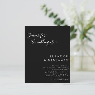 Convite para Casamento Negro Sólido Minimalista de