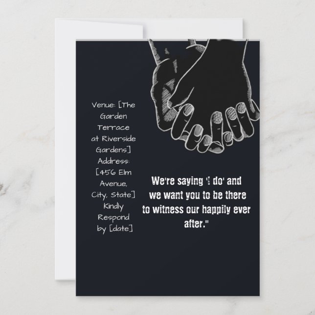 convite para casamento negro vetor de mãos simples (Frente)