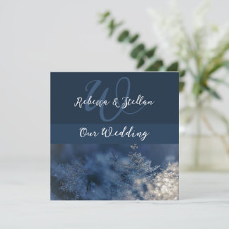 Convite para Casamento no inverno Azul Chic