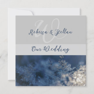 Convite para Casamento no inverno Azul Chic