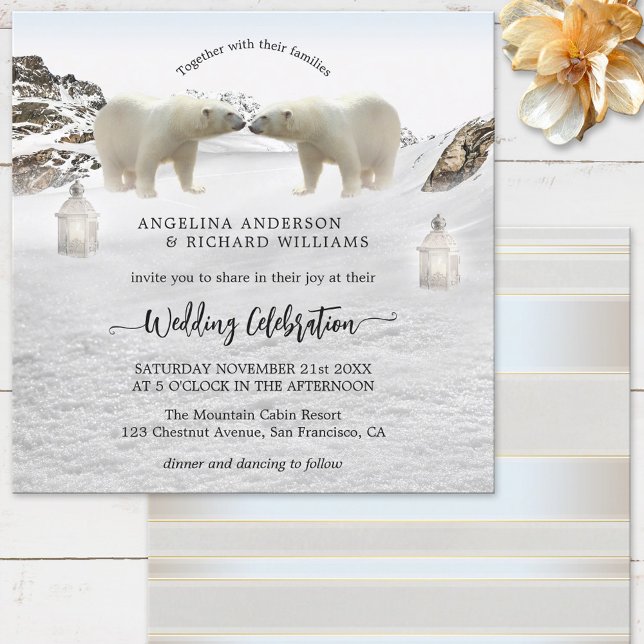 Convite para Casamento no inverno de Urso Polar (Criador carregado)