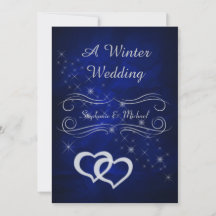 Convite para Casamento no inverno Elegante Blue Si