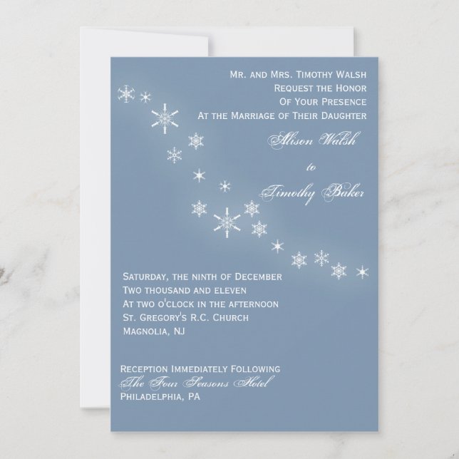 Convite para Casamento no inverno Fall Snowflakes (Frente)