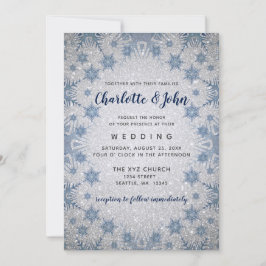 Convite para casamento no inverno Glitter Blue Sno