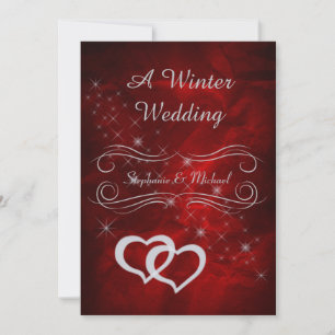 Convite para Casamento no inverno Red Silver Elega