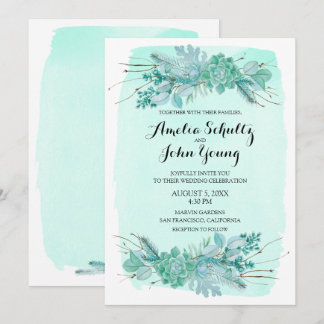 Convite para Casamento no inverno Russo Verde 5x7