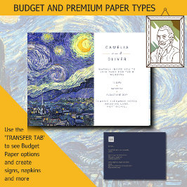 Convite para casamento noturno Van Gough Starry