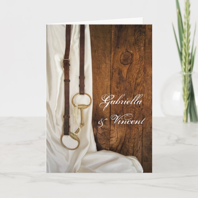 Convite para Casamento Ocidental de Satin Horse Bi (Frente)