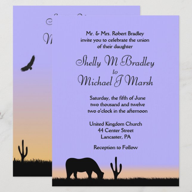 Convite para Casamento Ocidental em Crepúsculo (Frente/Verso)