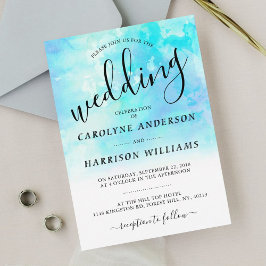 Convite para Casamento Ombre Watercolor - Azul