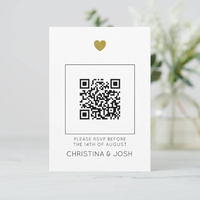 Convite para Casamento Online RSVP de Código QR Mo (Em pé/Frente)