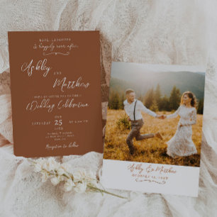 Convite para Casamento Orange Terracaotta Boho