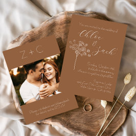 Convite para Casamento outono Castanho de Chocolat