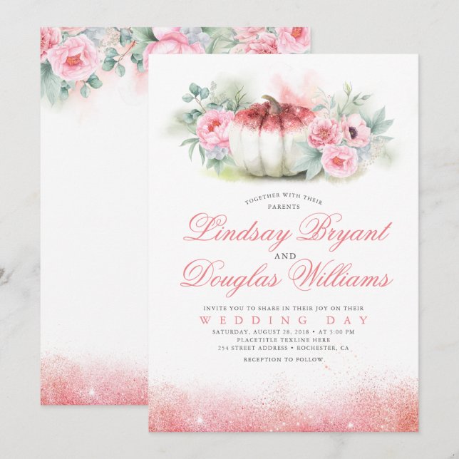 Convite para Casamento outono de Bomba de Glitters (Frente/Verso)