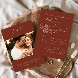 Convite para Casamento outono de cor vínica