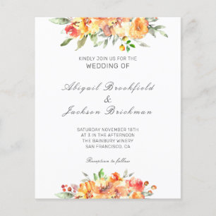 Convite para Casamento outono Floral de Orçamento