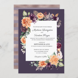 Convite para Casamento outono Floral de Pêssego Ro