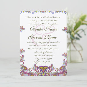 Convite para Casamento Paisley, Pinto Yseta Vintag
