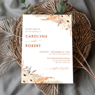 Convite Para Casamento Pampas Grass Terracotta Boh