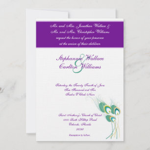 Convite para Casamento Pavão Roxo Moderno