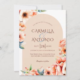 Convite para Casamento Peach Detalhado do Arch Ele