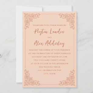 Convite para Casamento Peach Terracotta