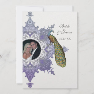 Convite para Casamento Peacock Barroco - Lavanda
