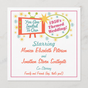 Convite para Casamento Pensado de Retro 1950