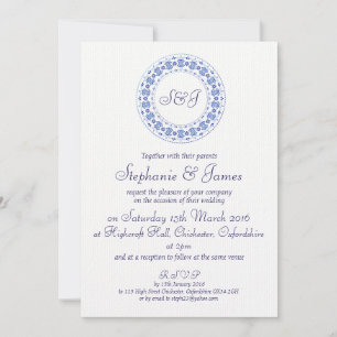 Convite para Casamento Personalizado Azul China Cl