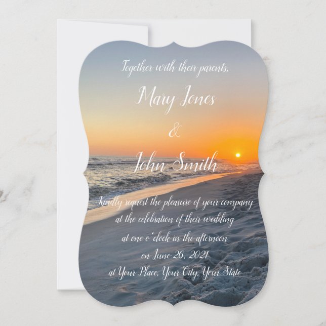Convite para Casamento Personalizável de Sunset Be (Frente)