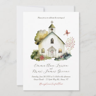 Convite para Casamento por Aquarela da Igreja do P