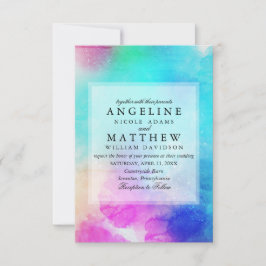 Convite para Casamento por Aquarela de Folha Rosa 