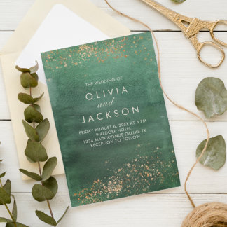 Convite para Casamento por Aquarela Moderna Verde