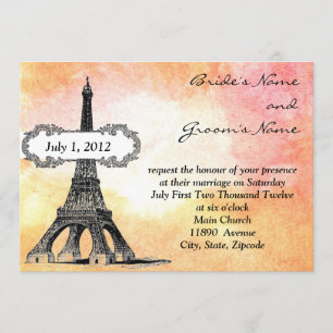 Convite Para Casamento Por Aquarela Parisiense