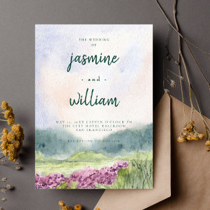 Convite para Casamento por Aquarela Verde e Beige