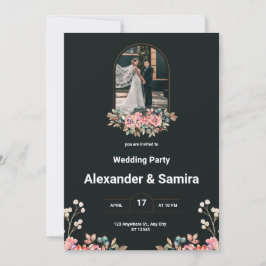 Convite para casamento preto e branco