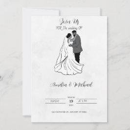 Convite para casamento preto e branco