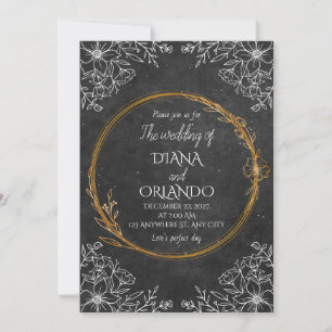 Convite para Casamento Preto e Branco de Luxo