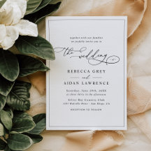 Convite para Casamento Preto e Branco de Script El